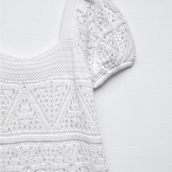 BNWT Zara Knit Crochet Dress White XS - Picture 5 of 6
